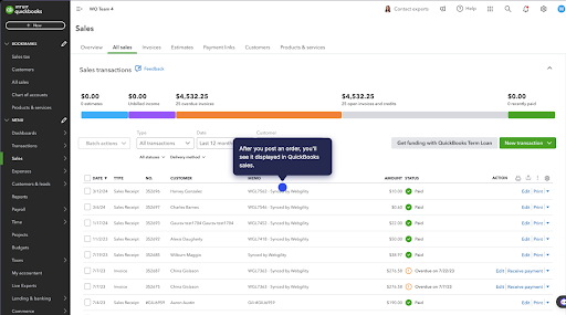 Webgility dashboard